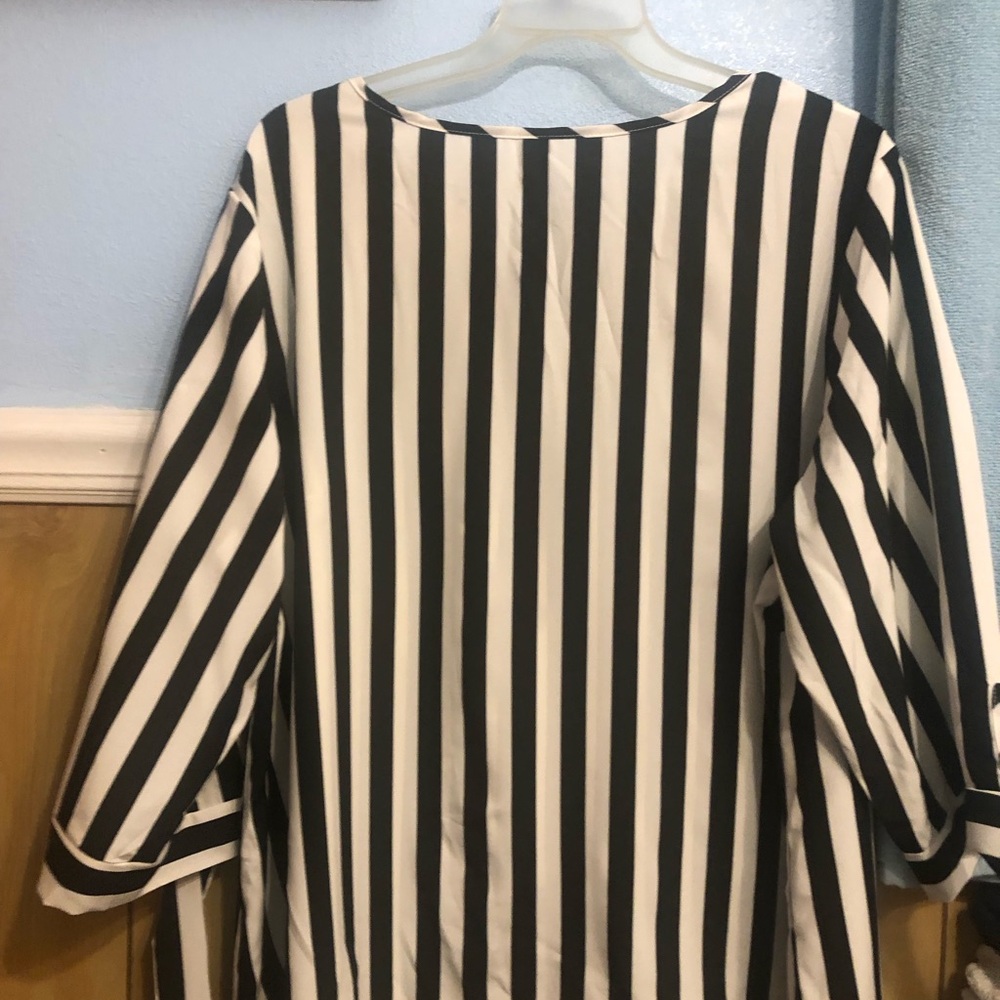 Black and white and blue and white striped tops